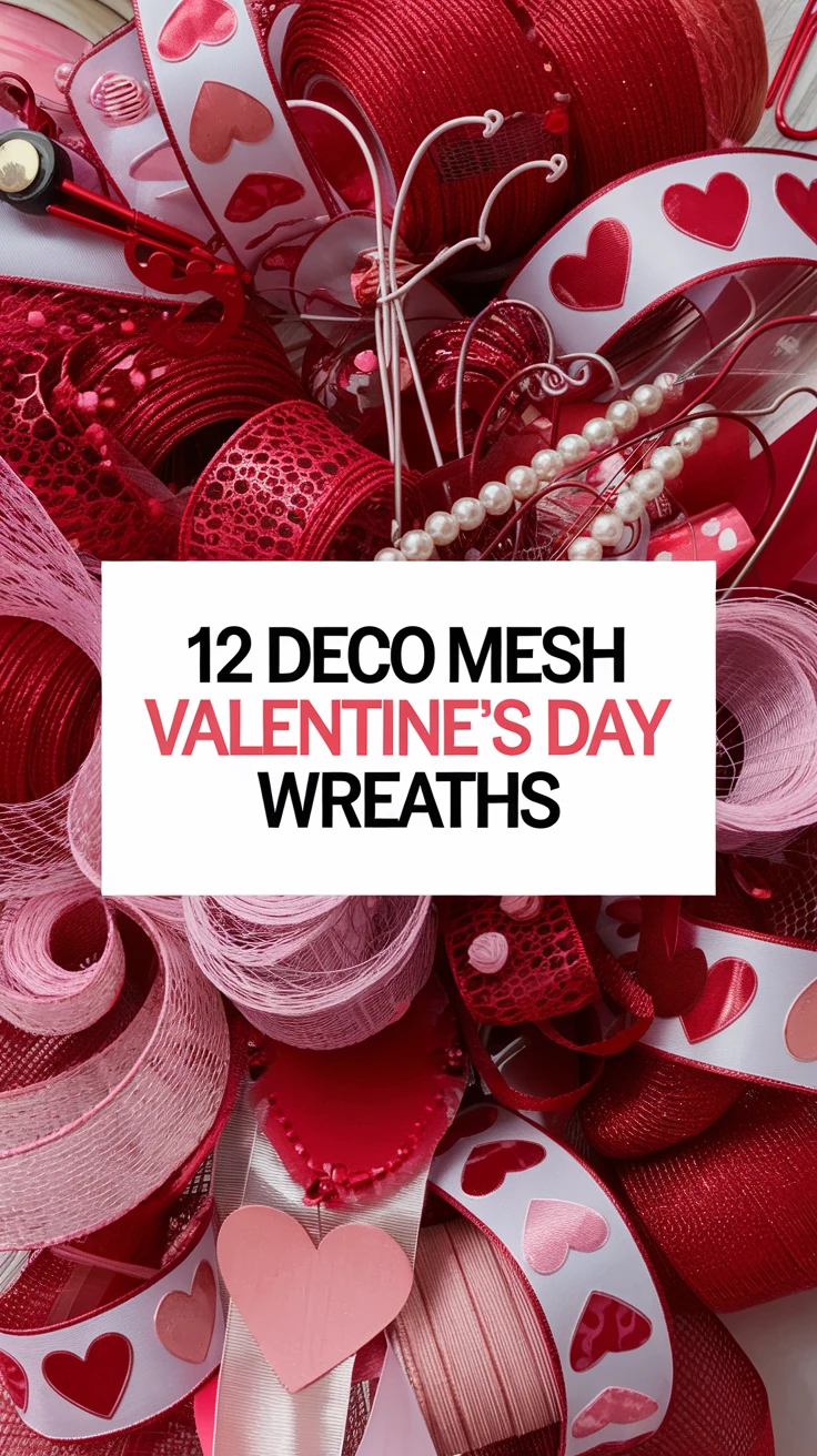 12 DIY Deco Mesh Valentine's Day Wreaths