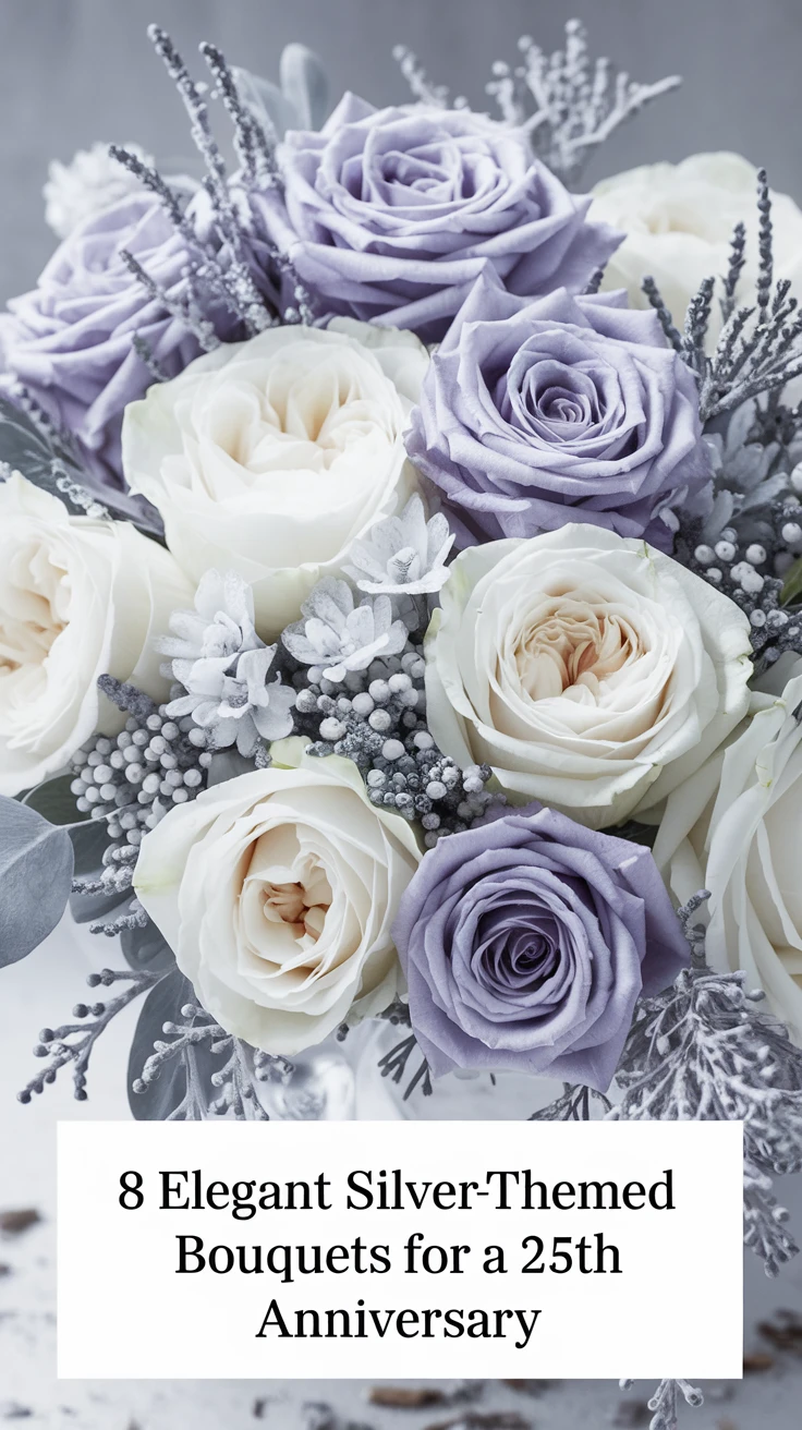 8 Elegant Silver-Themed Bouquets for a 25th Anniversary
