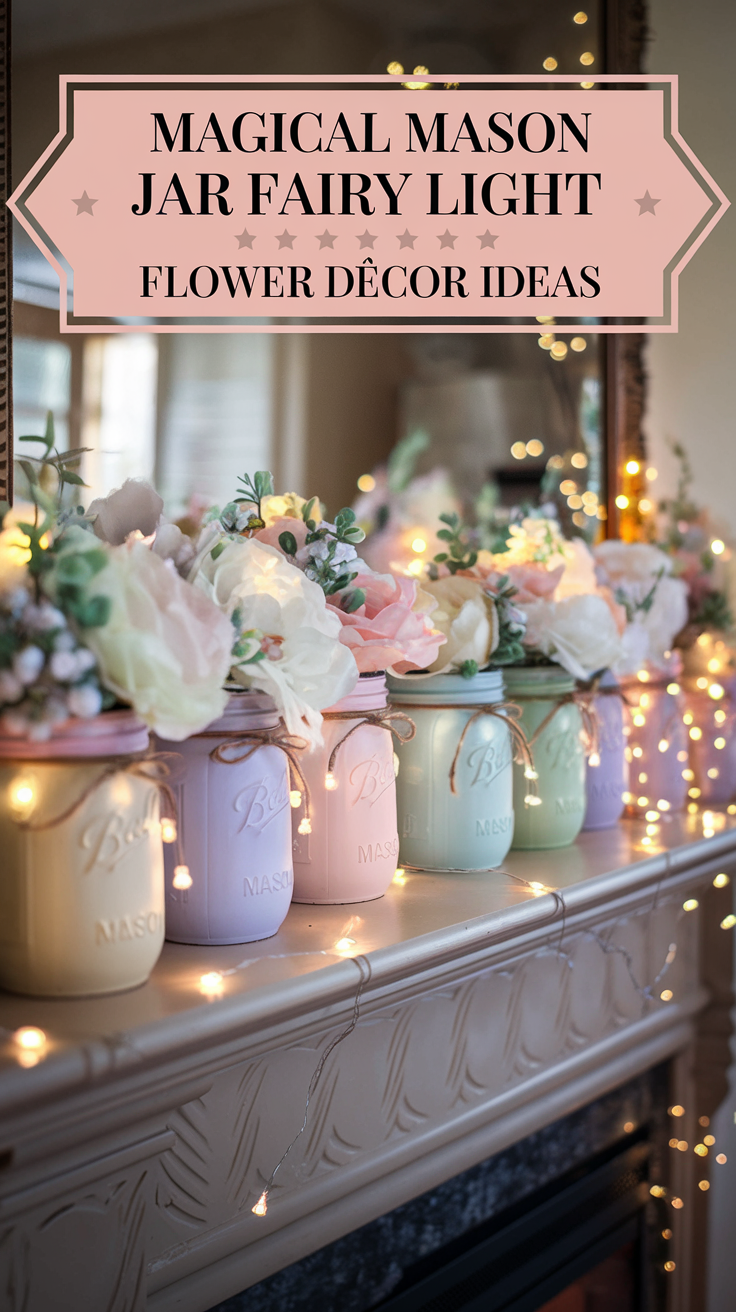 Magical Mason Jar Fairy Light Flower Decor Ideas
