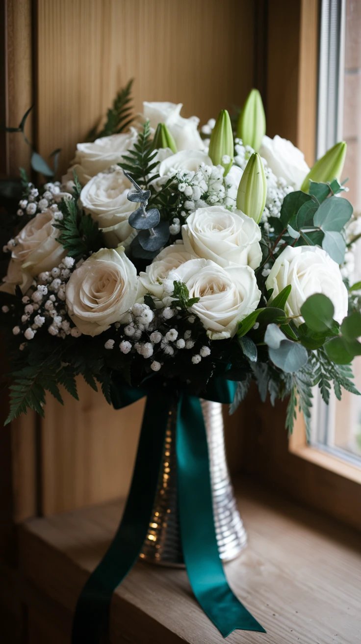 1. Classic Emerald and White Bouquet