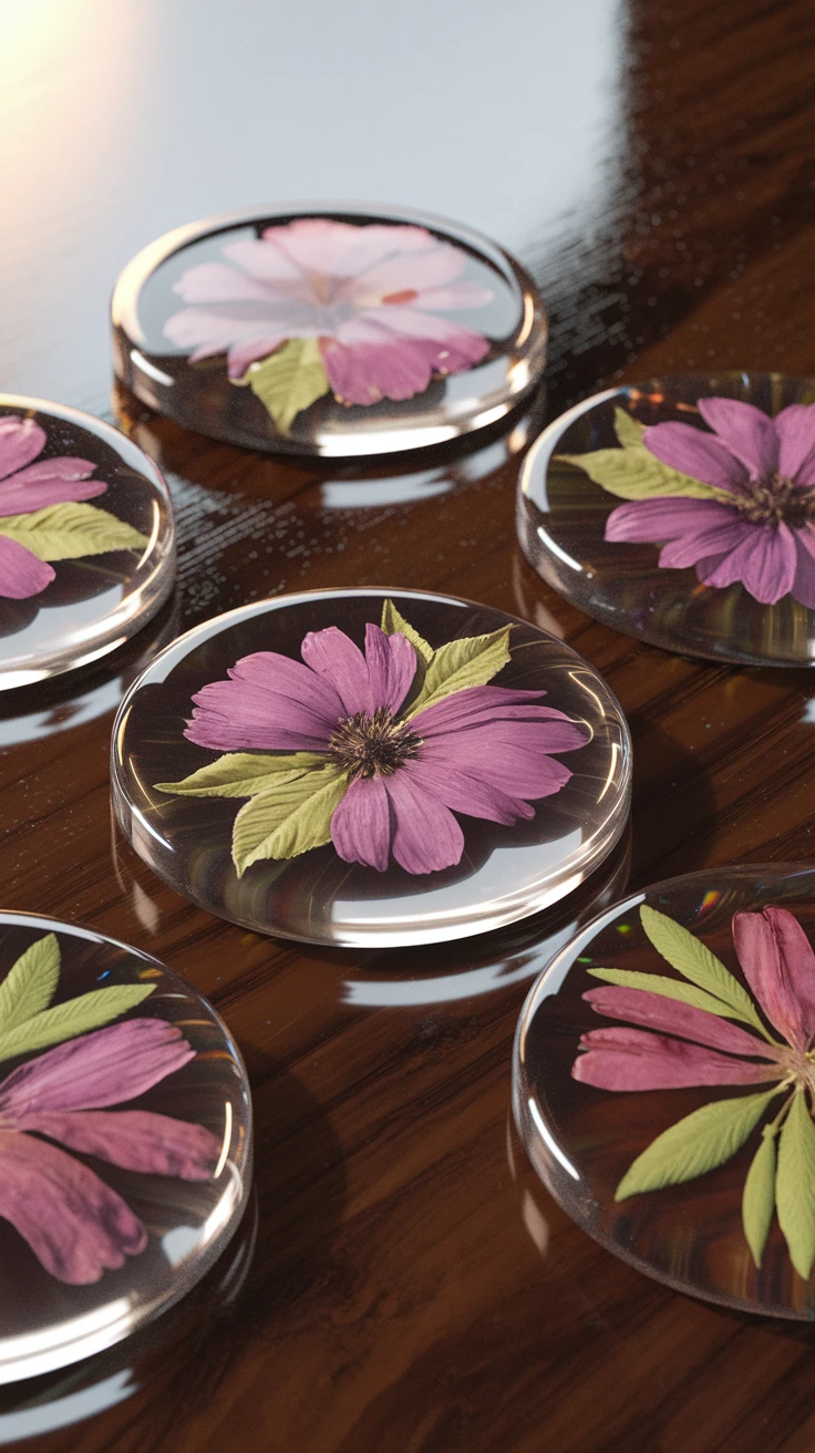 1. Classic Resin Pressed Flower Coasters