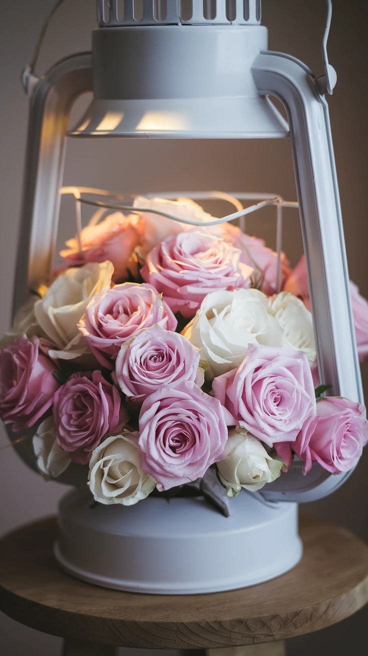 1. Classic White Lantern with Roses