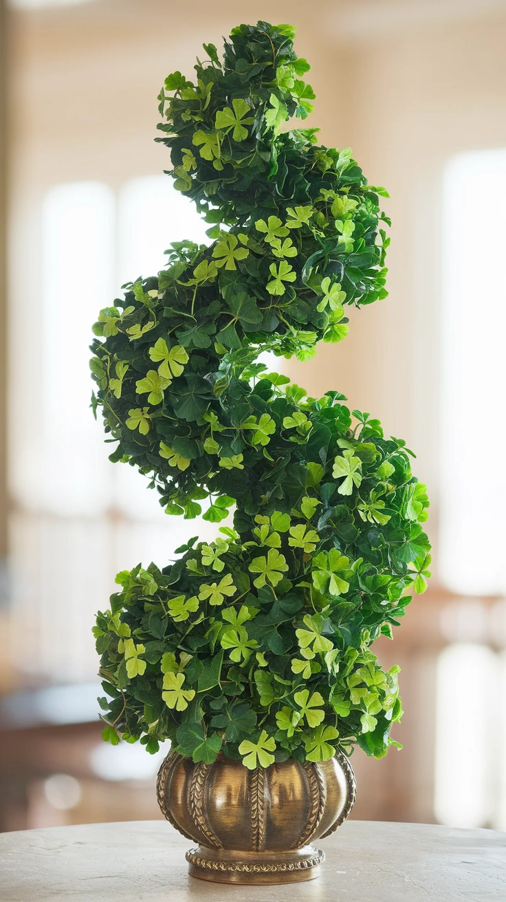 1. Lucky Shamrock Spiral Topiary