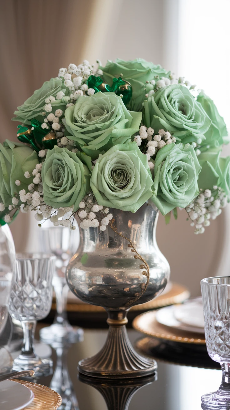 1. The Classic Green Rose Centerpiece