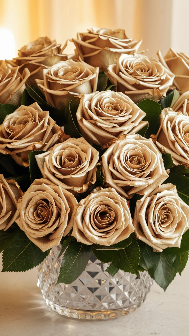 1. Traditional Golden Rose Bouquet