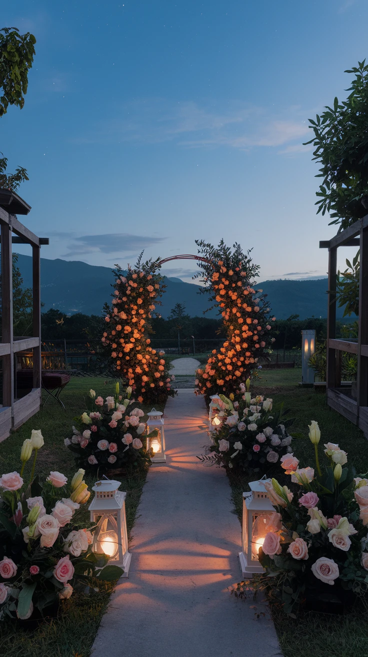 10. Illuminated Memorial Pathways with Floral Borders
