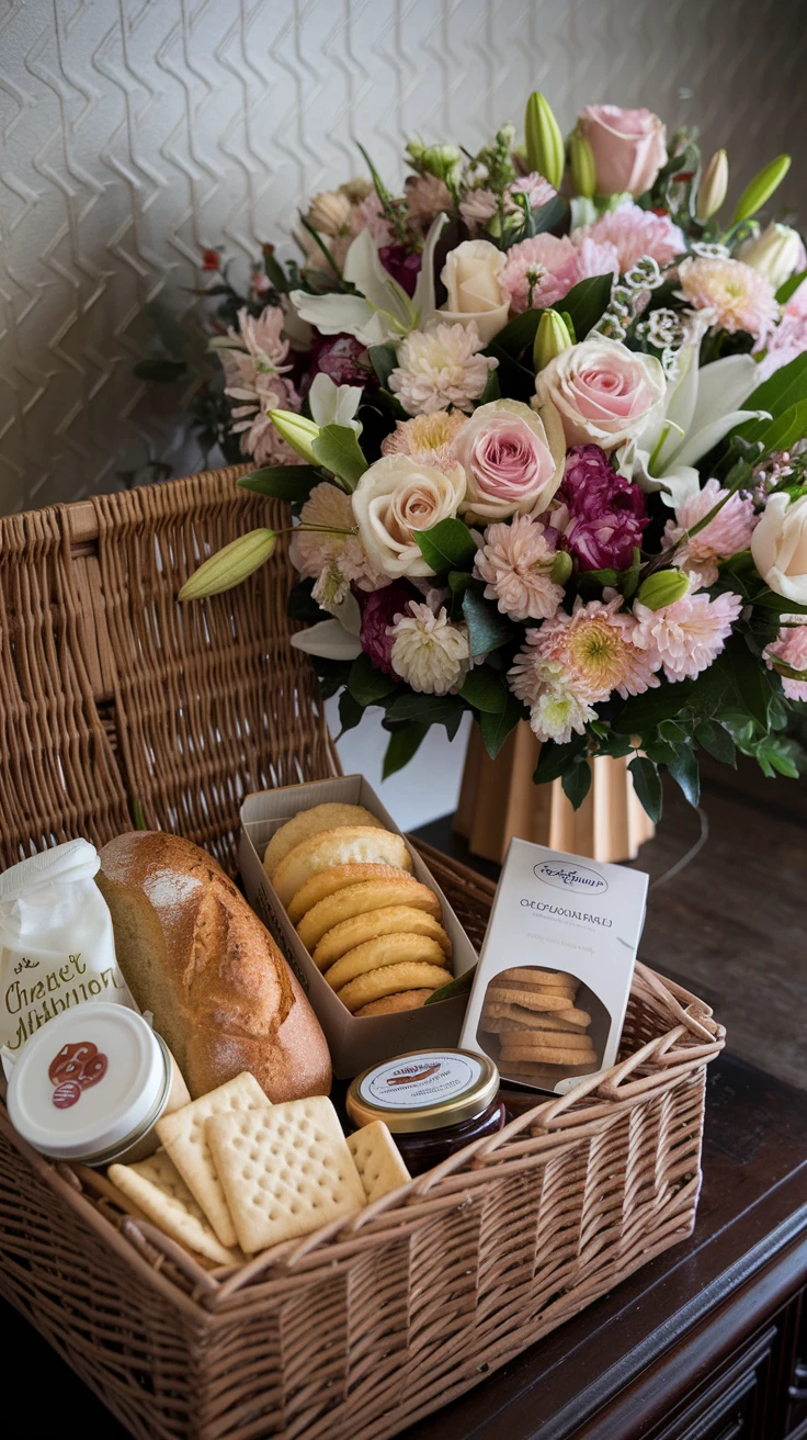 10. Mixed Bouquet & Comfort Food Basket