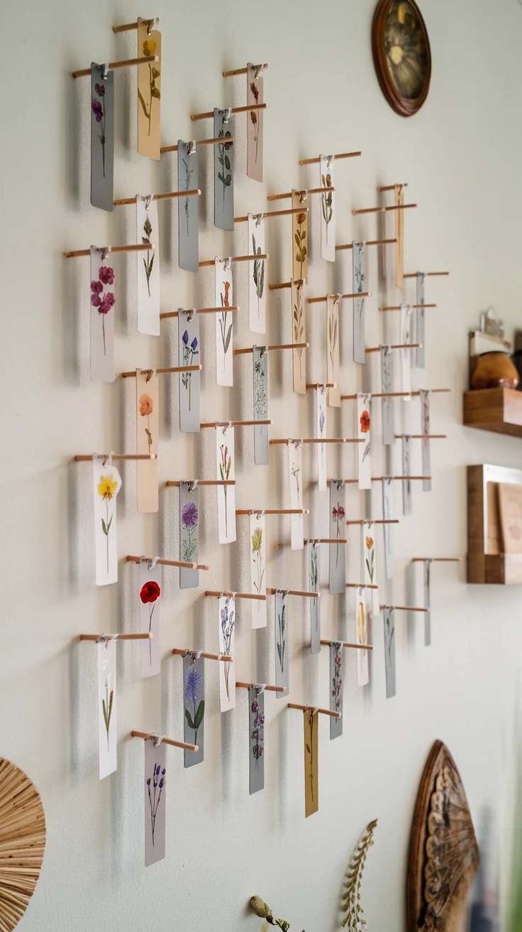 3. Botanical Bookmarks as Wall Hangings