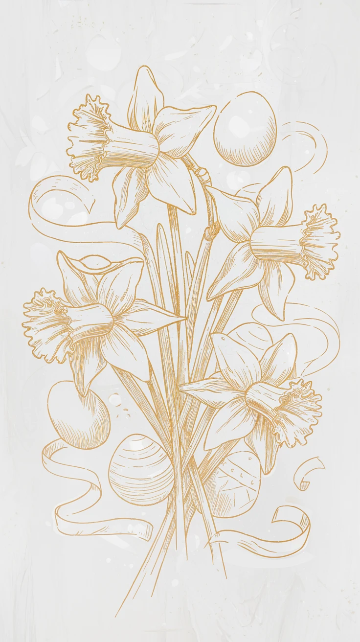 3. Daffodil Sketching with Easter Elements