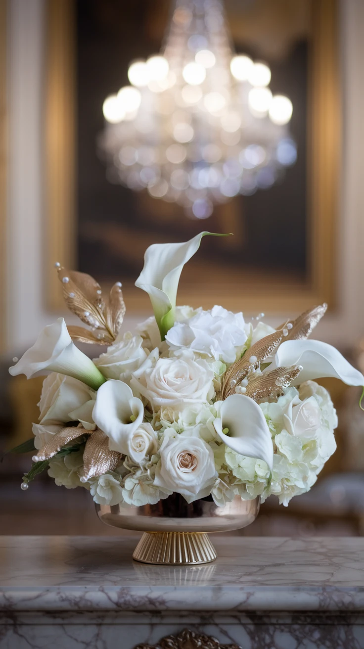 3. Elegant White and Gold Arrangement