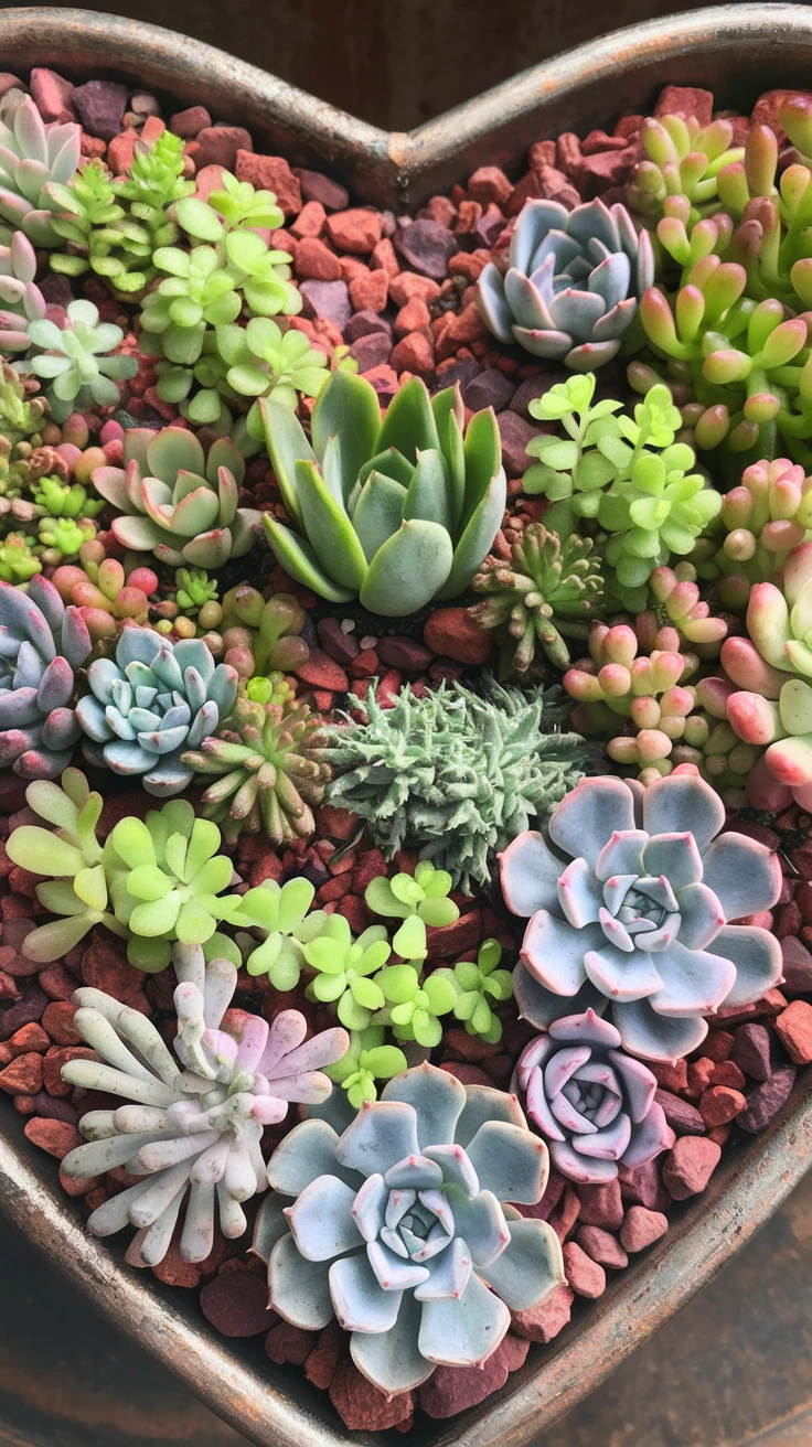 3. Heart-Shaped Succulent Garden