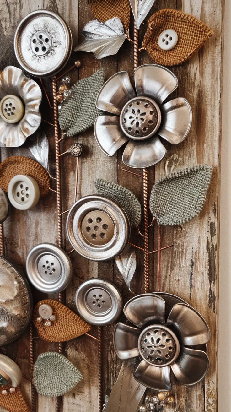 3. Mixed Media Mason Jar Lid Garden Art