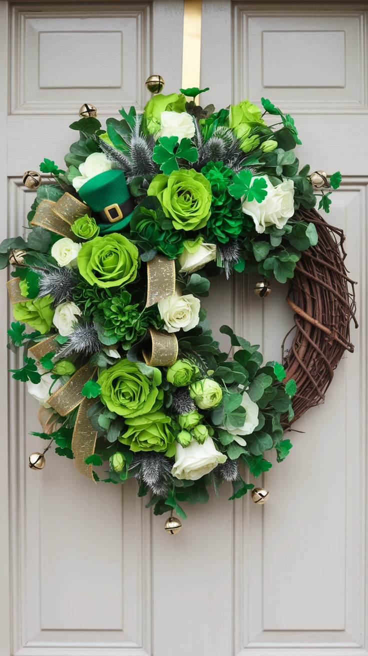4. Festive Door Wreaths with Green Roses