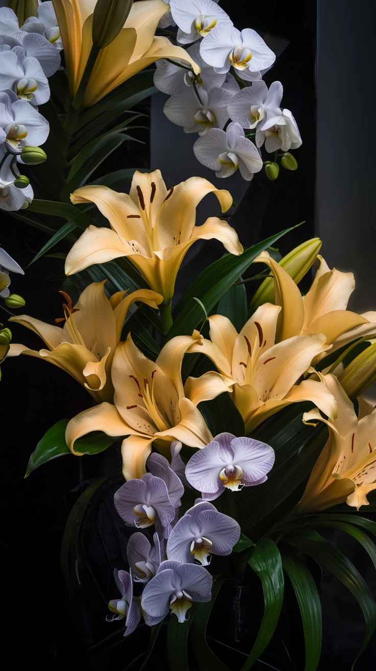 4. Golden Lily and Orchid Luxury Display