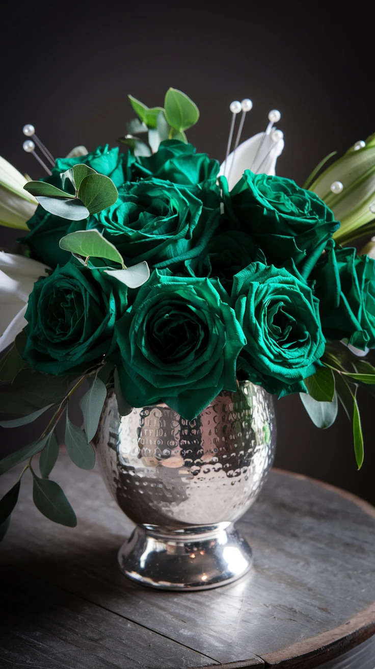5. Emerald Rose and White Lily Combo