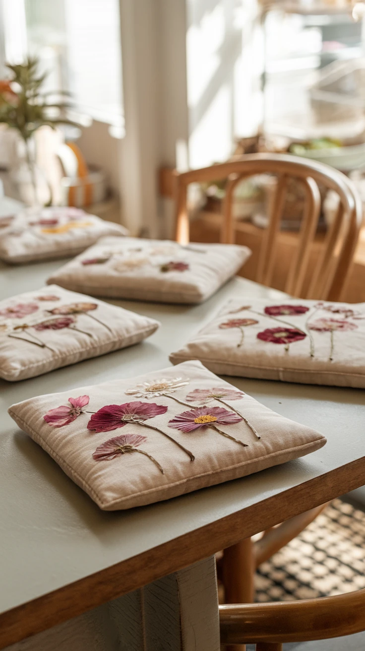 5. Fabric-Based Pressed Flower Coasters