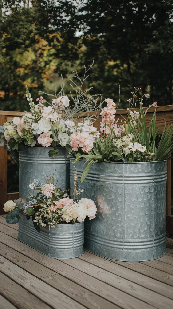 5. Galvanized Metal Planters