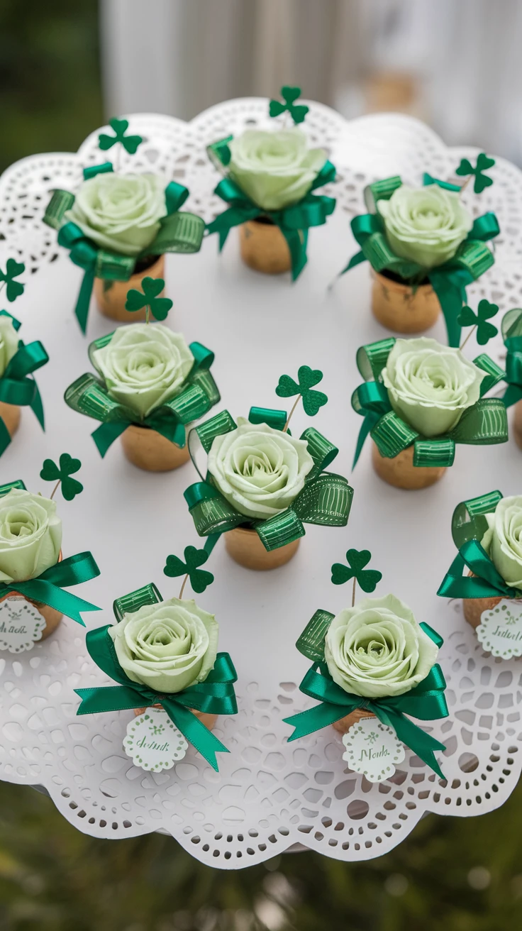 5. Mini Green Rose Party Favors