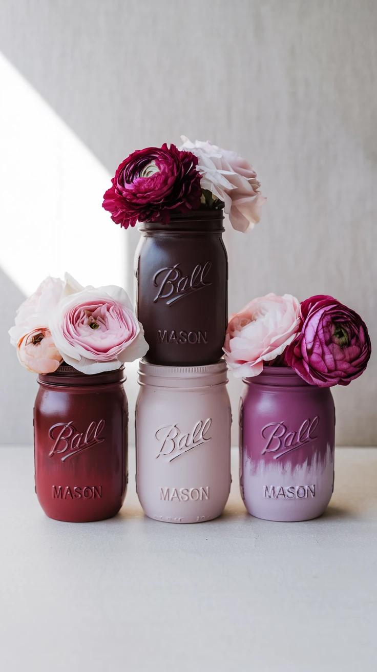 5. Romantic Ombre Mason Jar Flower Display