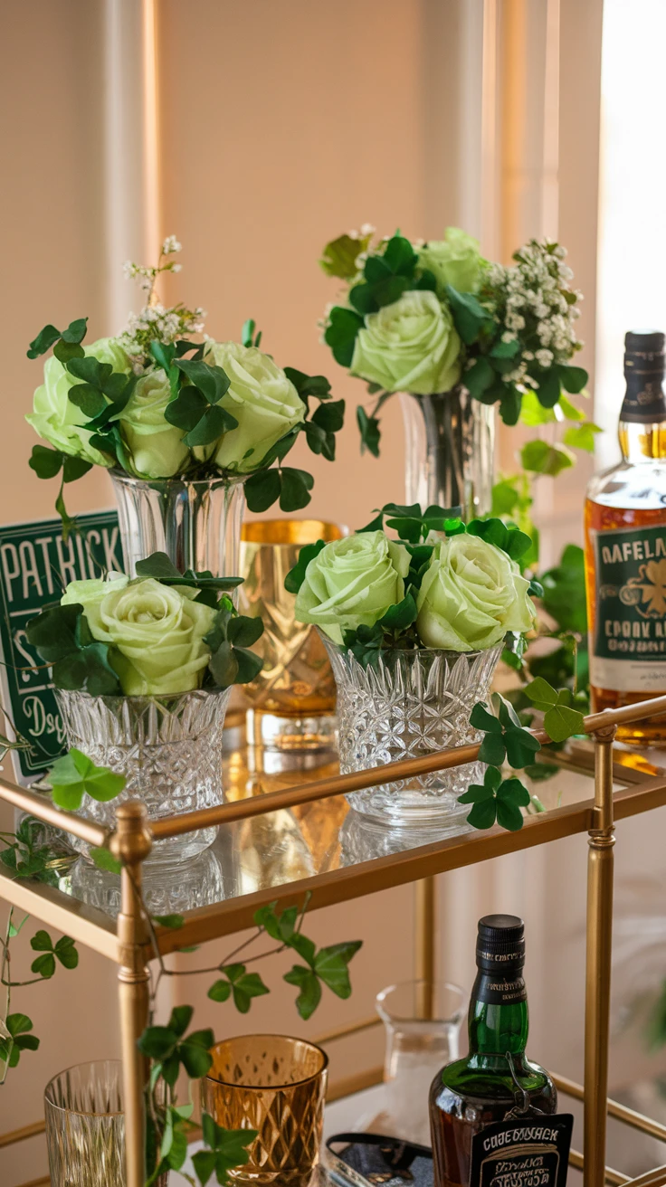 6. Green Rose Bar Cart Decorations