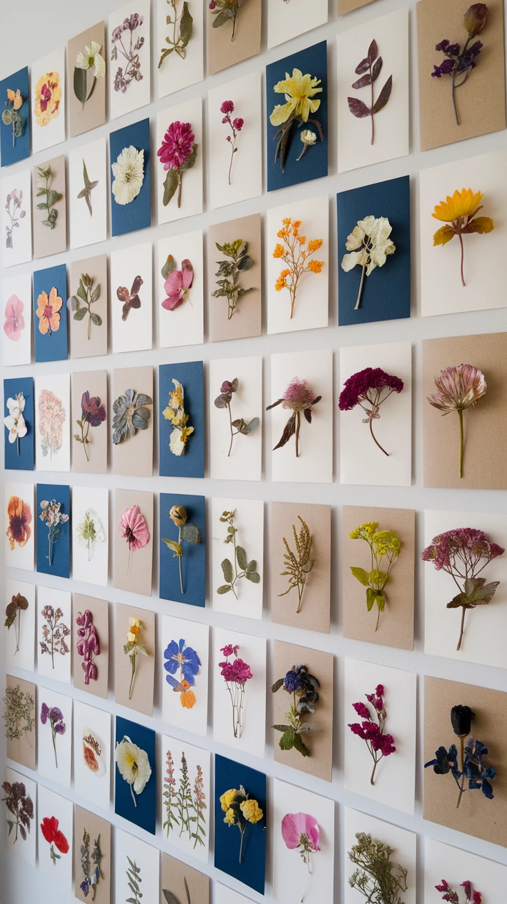 6. Pressed Flower Cards as Mini Gallery Wall