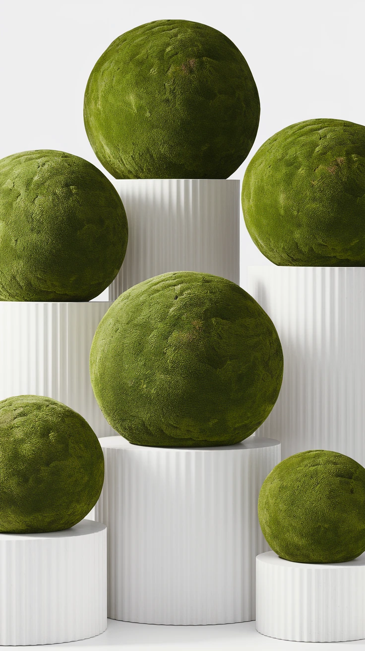 7. Minimalist Green Moss Spheres