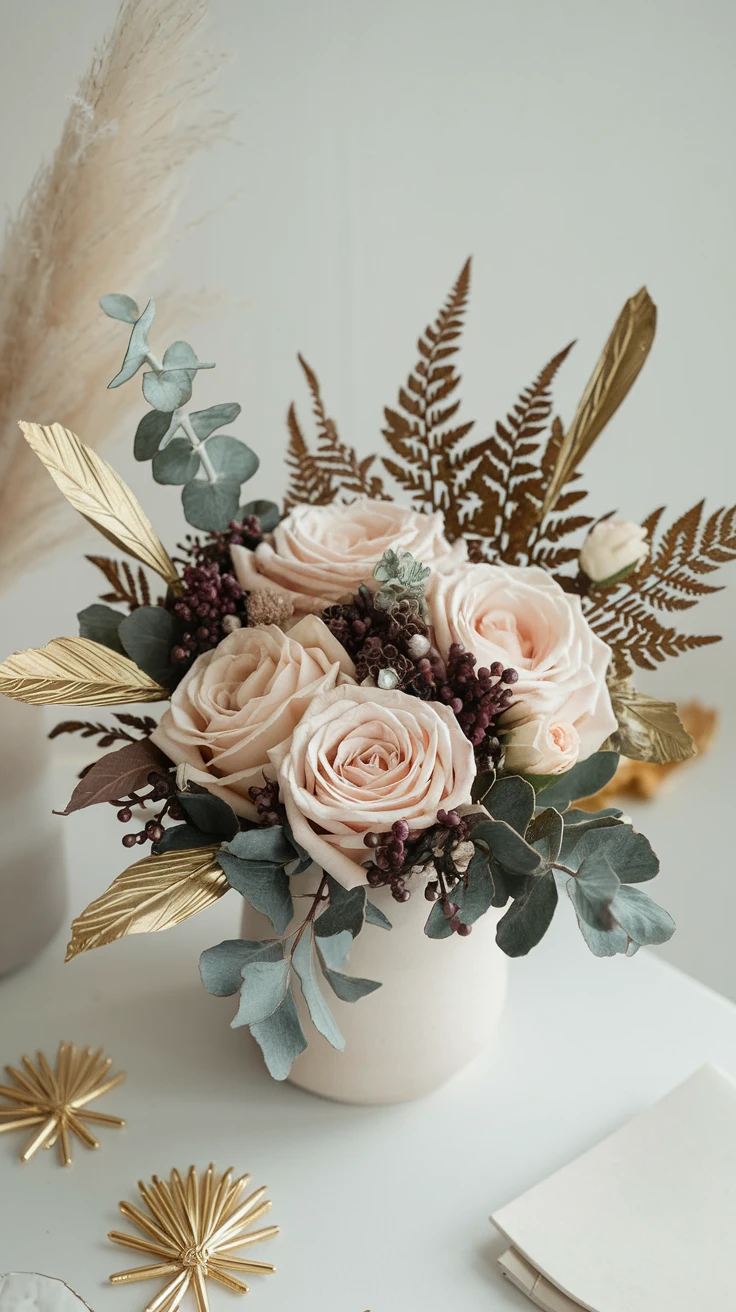 7. Preserved Eternal Bouquet with Gold Elements
