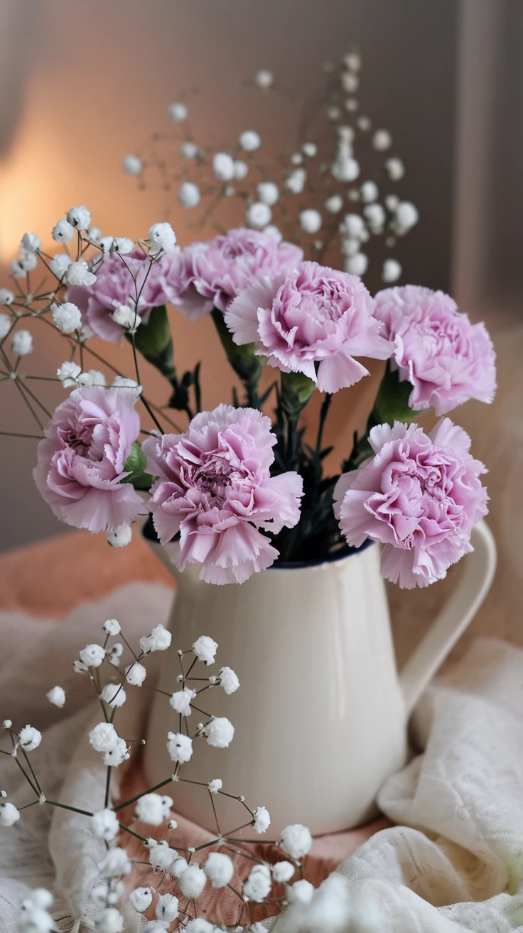 7. Purple Carnations: Affordable Tributes with Lasting Presence
