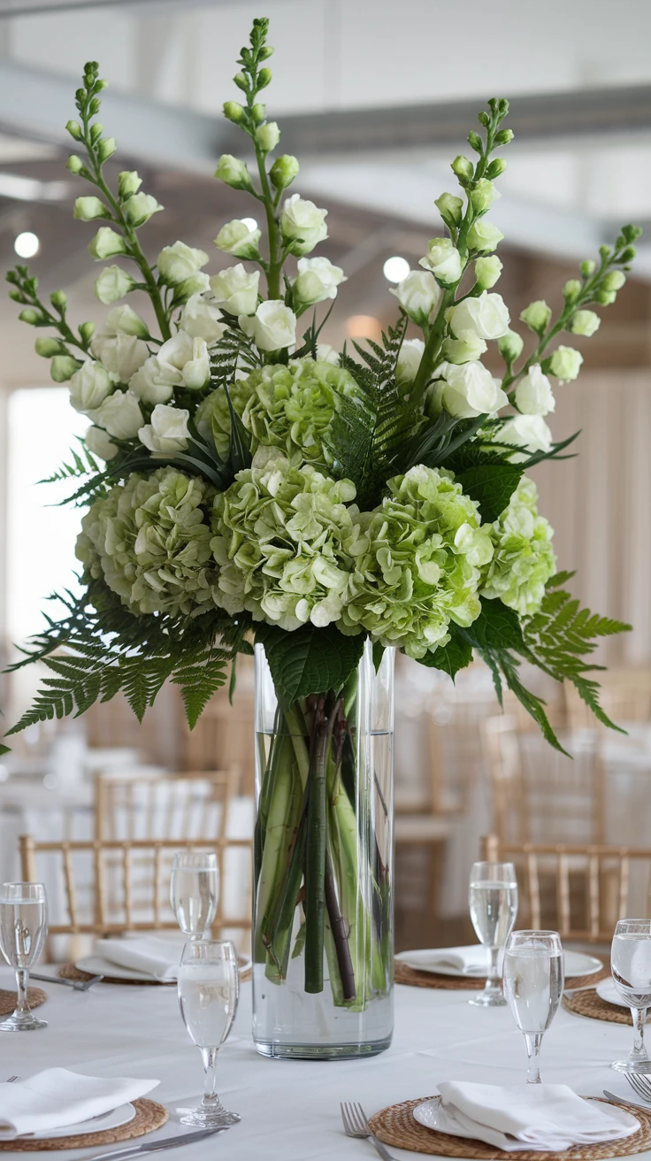 8. Green Hydrangea and Bells of Ireland