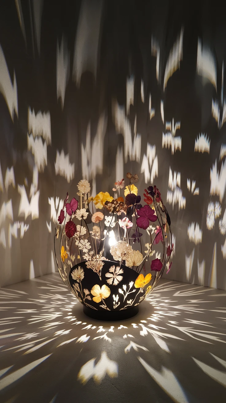 8. Pressed Flower Lampshade Art