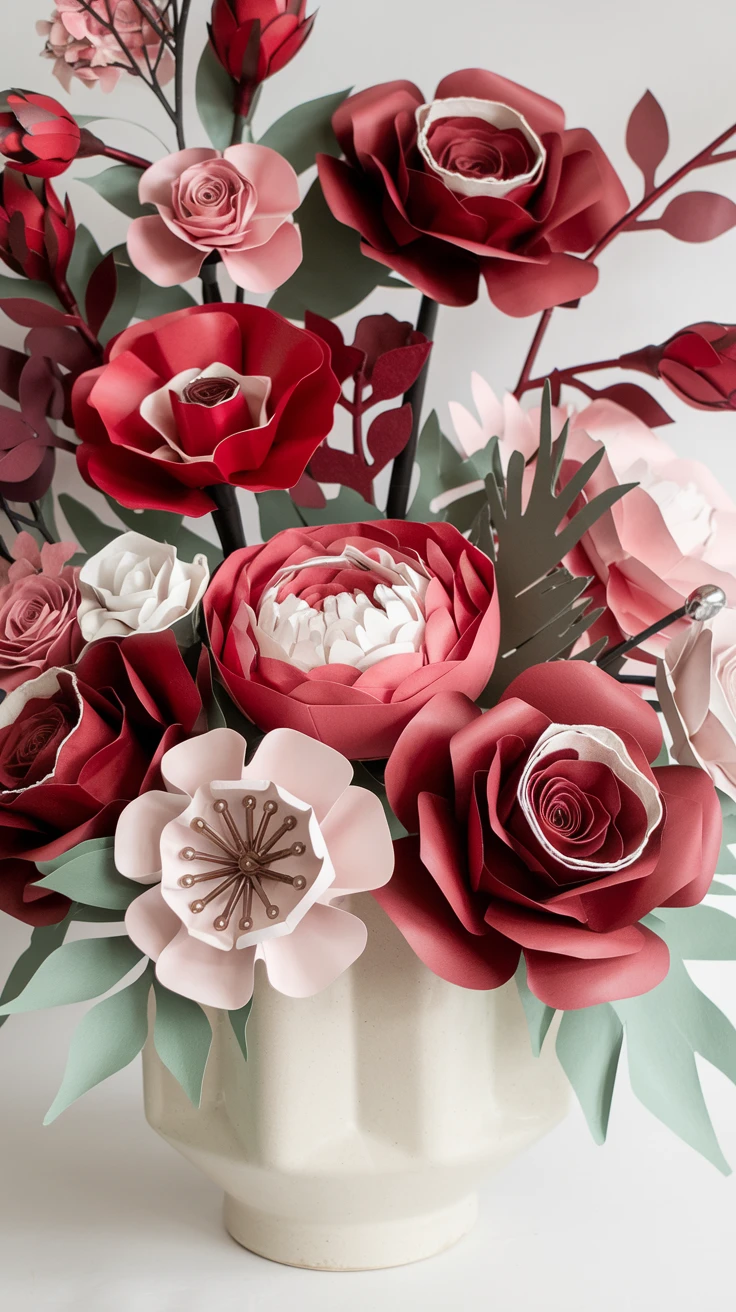 8. Romantic Paper Flower Display