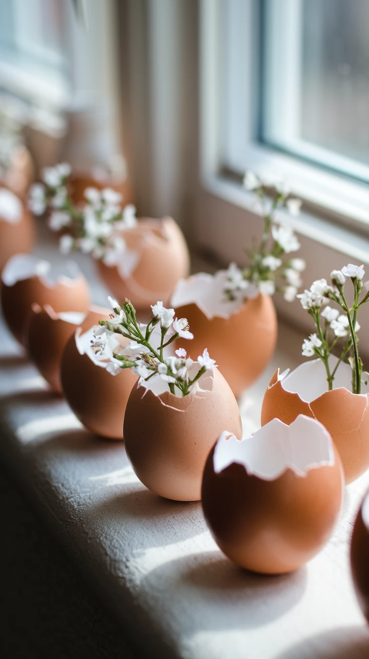 9. Egg Shell Flower Vases