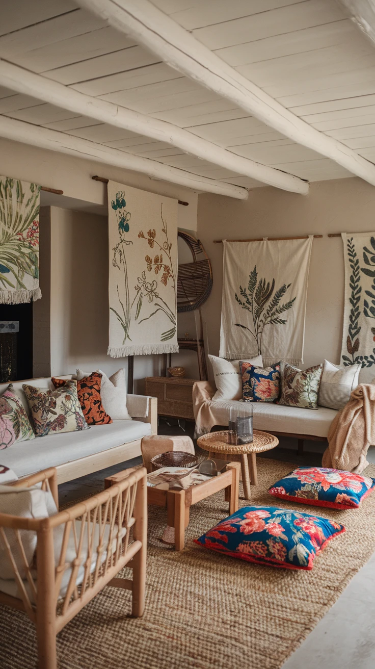 9. Floral Fabric Accents