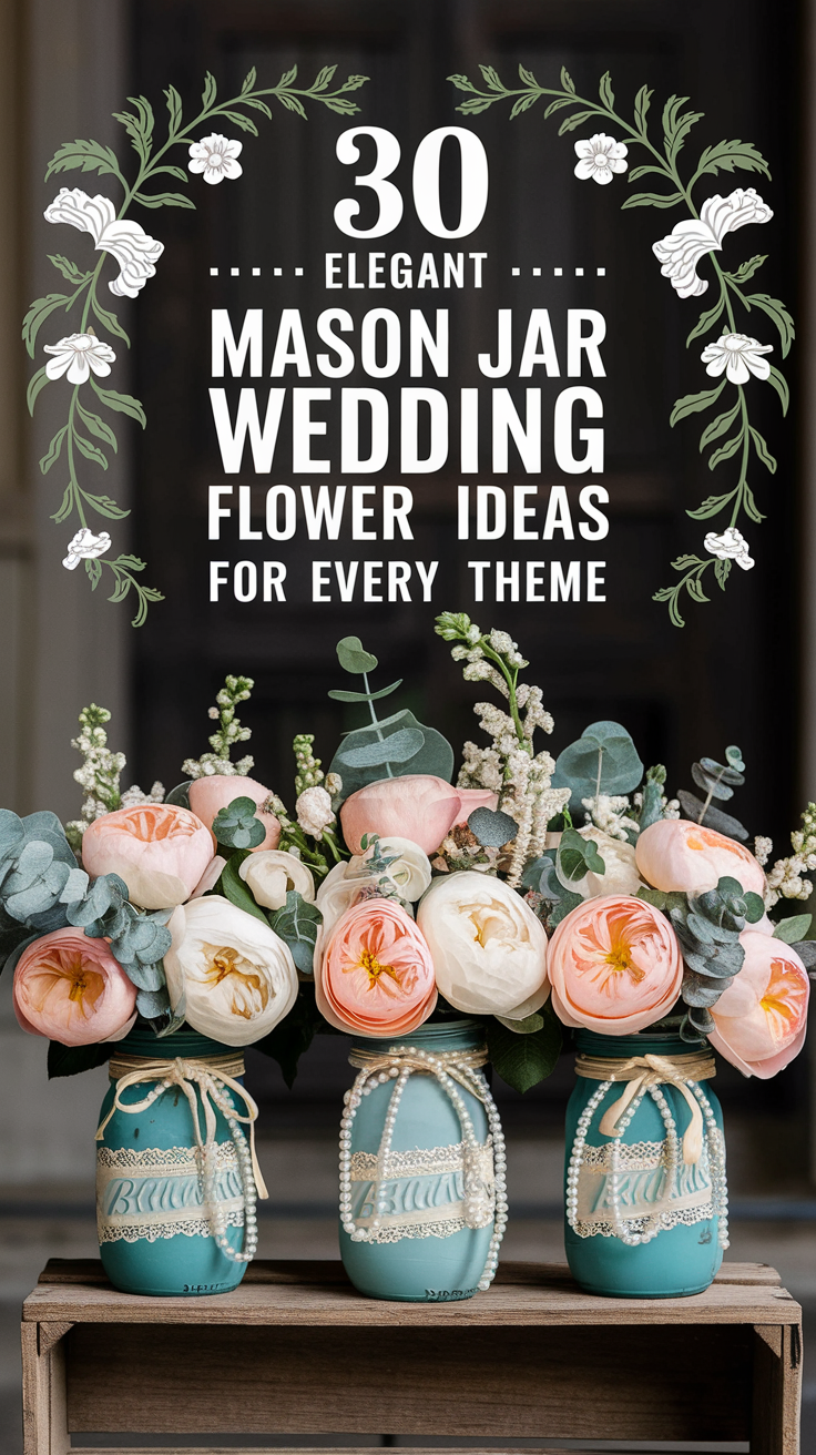 30 Elegant Mason Jar Wedding Flower Ideas for Every Theme
