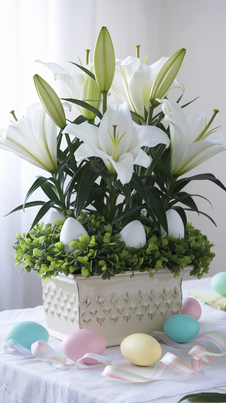 1. Classic Easter Lily Display