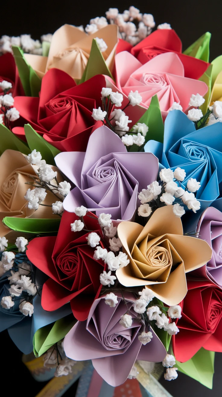 1. Classic Origami Rose Bouquet