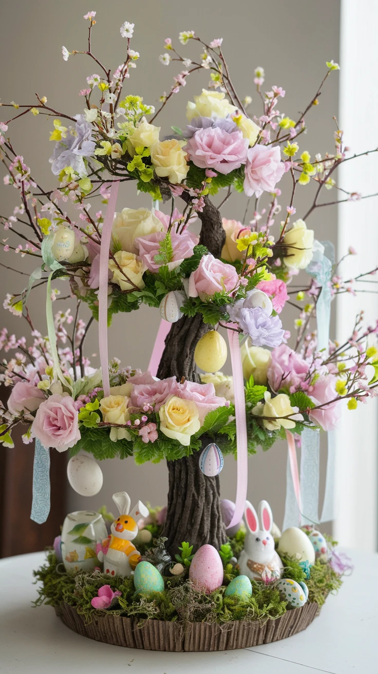 10. Multi-Tiered Floral Easter Trees