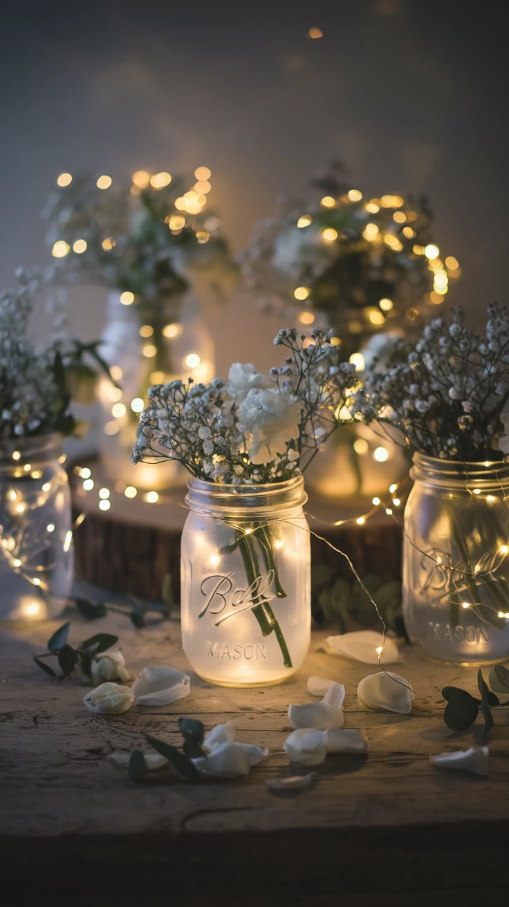 11. Fairy Light Mason Jar Displays