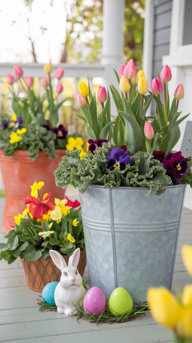 11. Outdoor Easter Tulip Planter Ideas