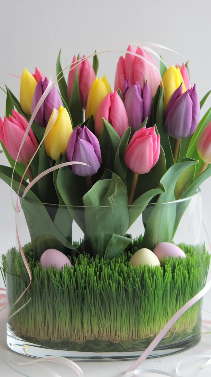 11. Silk Tulip and Natural Grass Mix