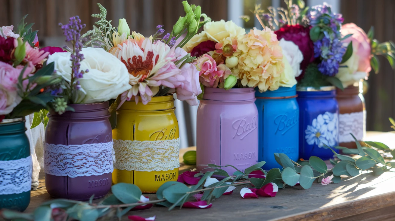 16 Gorgeous Mason Jar Centerpieces with Flowers