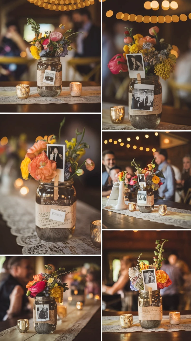 16. Memory Jar Photo Centerpieces
