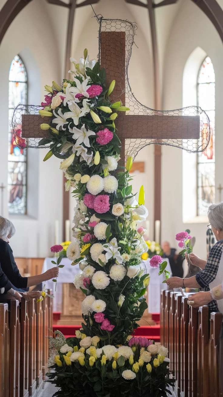 2. Cross-Shaped Floral Displays