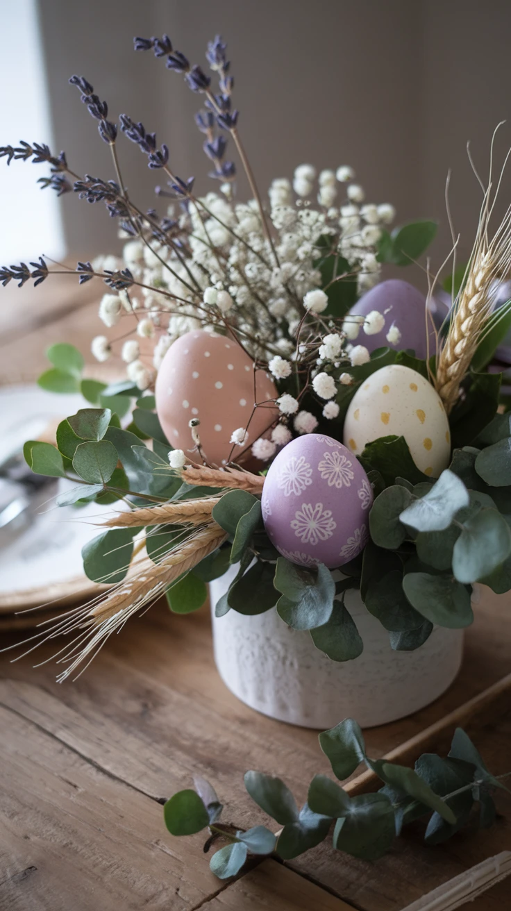 2. Dried Flower and Preserved Egg Centerpiece