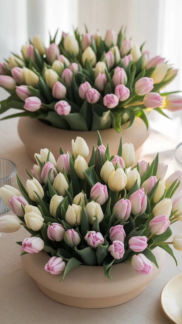 2. Pastel Tulip Centerpieces