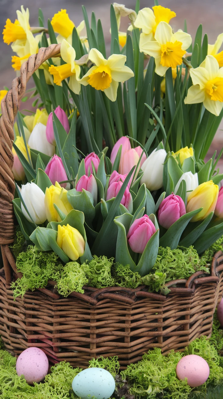2. Spring Tulip and Daffodil Basket