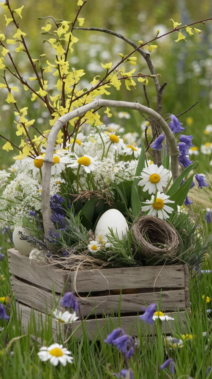 3. Rustic Wildflower Easter Basket