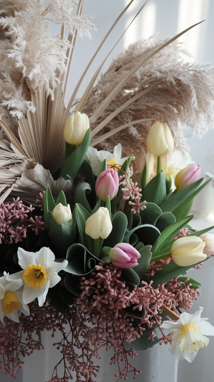 4. Incorporating Dried Elements with Fresh Flowers