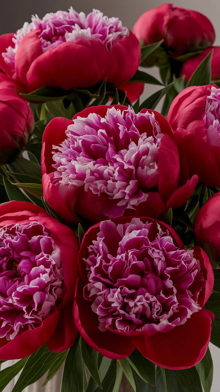 4. Luxurious Red Peonies Bouquet: Lush Romance