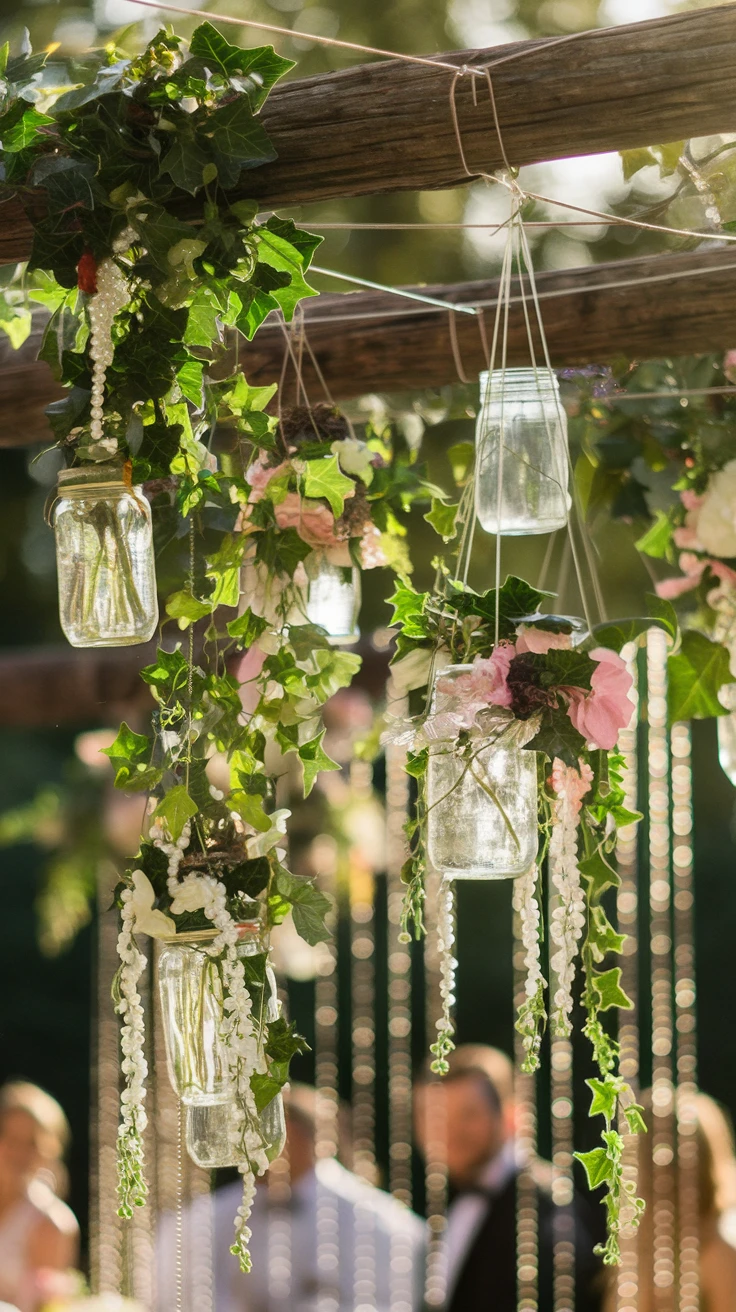 5. Hanging Mason Jar Arrangements
